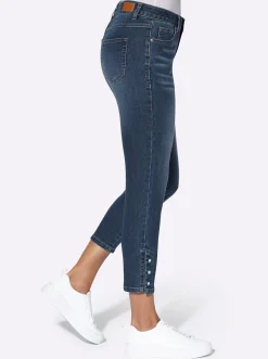Jeans| 7/8-Jeans mit Schlitz am Saum blue-stone-washed