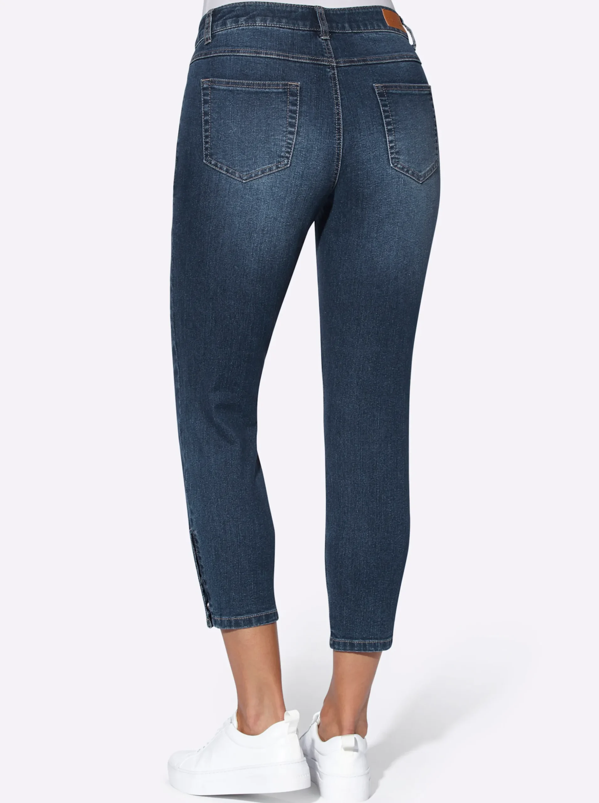 Jeans| 7/8-Jeans mit Schlitz am Saum blue-stone-washed