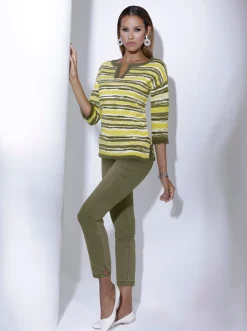 Jeans| Jeans mit Schlitz und Ösen oliv