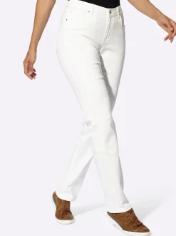 Jeans| Jeans mit seitlicher Biesenverzierung weiß