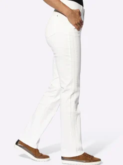 Jeans| Jeans mit seitlicher Biesenverzierung weiß