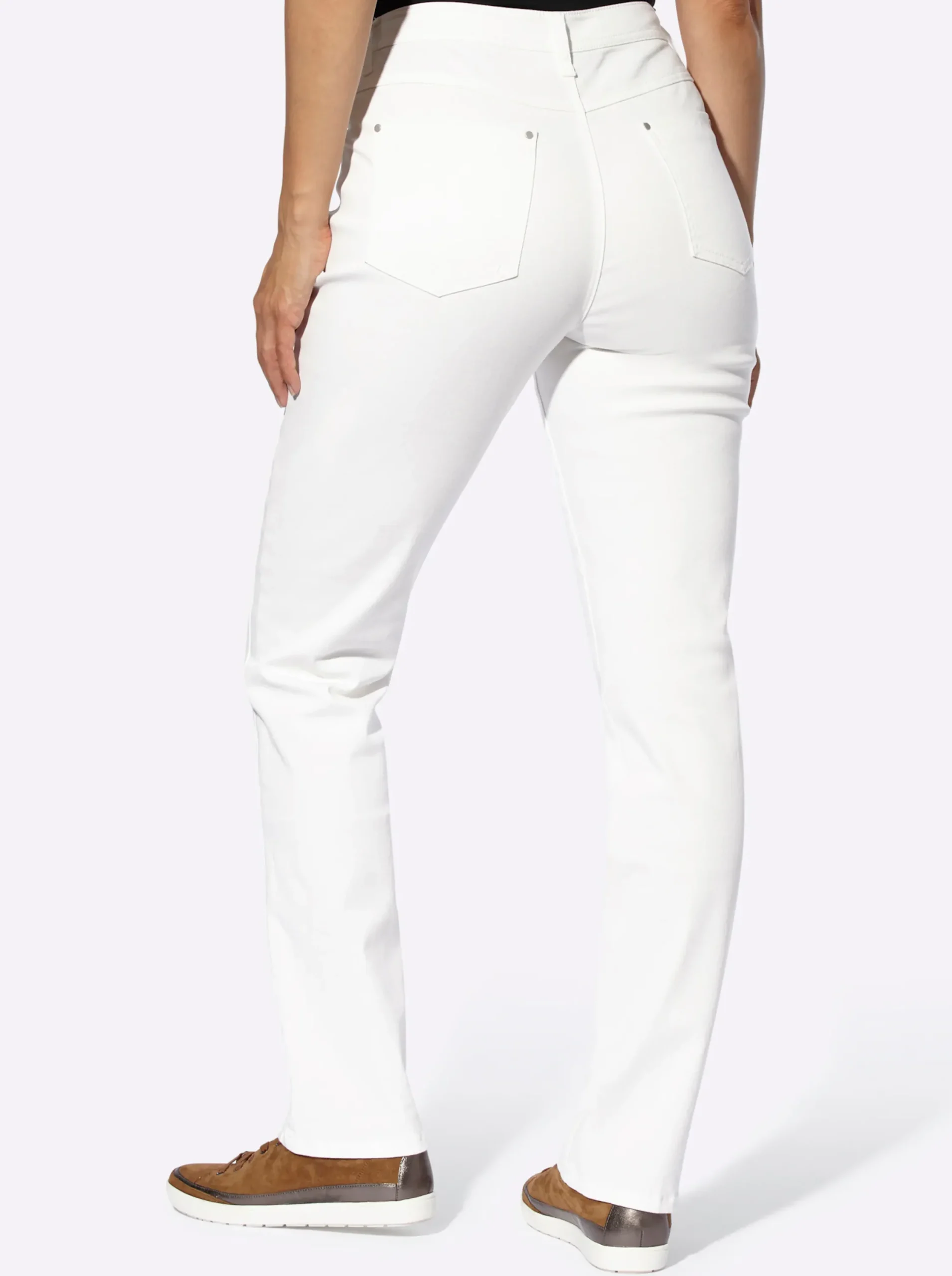 Jeans| Jeans mit seitlicher Biesenverzierung weiß