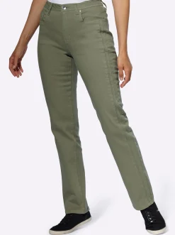 Jeans| Jeans mit seitlicher Biesenverzierung khaki