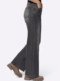 Jeans|heine Jeans mit weitem Bein graphitdenim