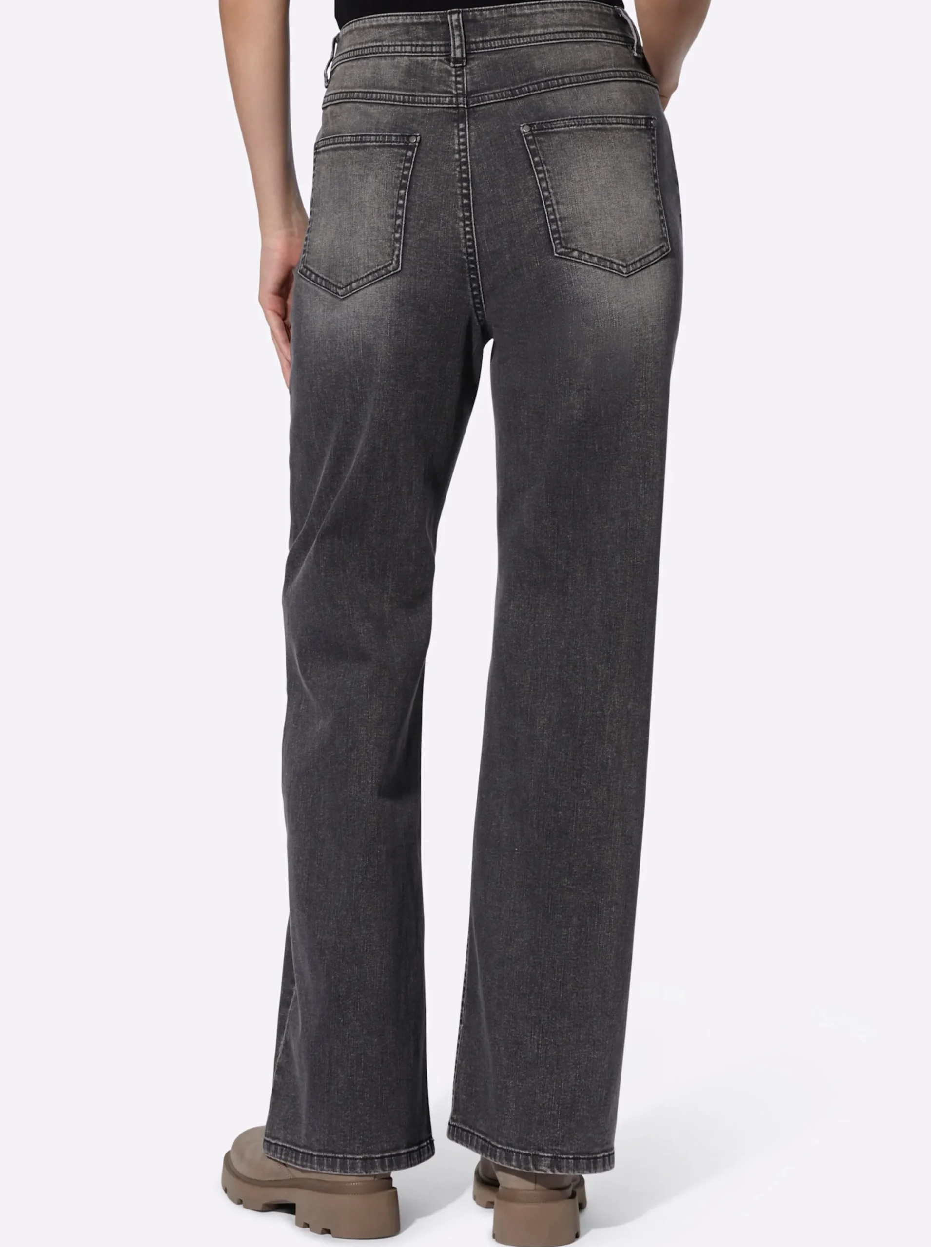 Jeans|heine Jeans mit weitem Bein graphitdenim