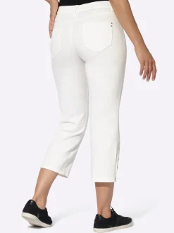 Jeans| 7/8-Jeans mit Zierknöpfen am Beinabschluss ecru