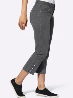 Jeans| 7/8-Jeans mit Zierknöpfen am Beinabschluss grey-denim