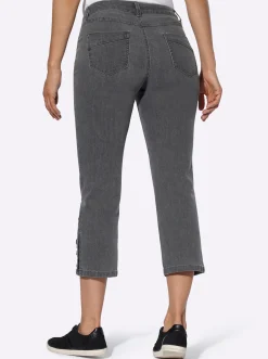 Jeans| 7/8-Jeans mit Zierknöpfen am Beinabschluss grey-denim