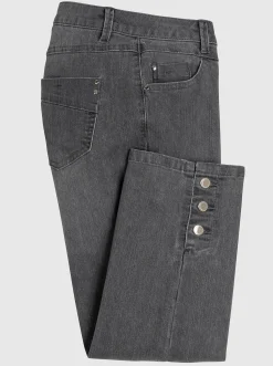 Jeans| 7/8-Jeans mit Zierknöpfen am Beinabschluss grey-denim