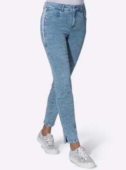 Jeans| Jeans mit Ziernieten seitlich blue-bleached