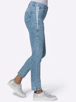 Jeans| Jeans mit Ziernieten seitlich blue-bleached