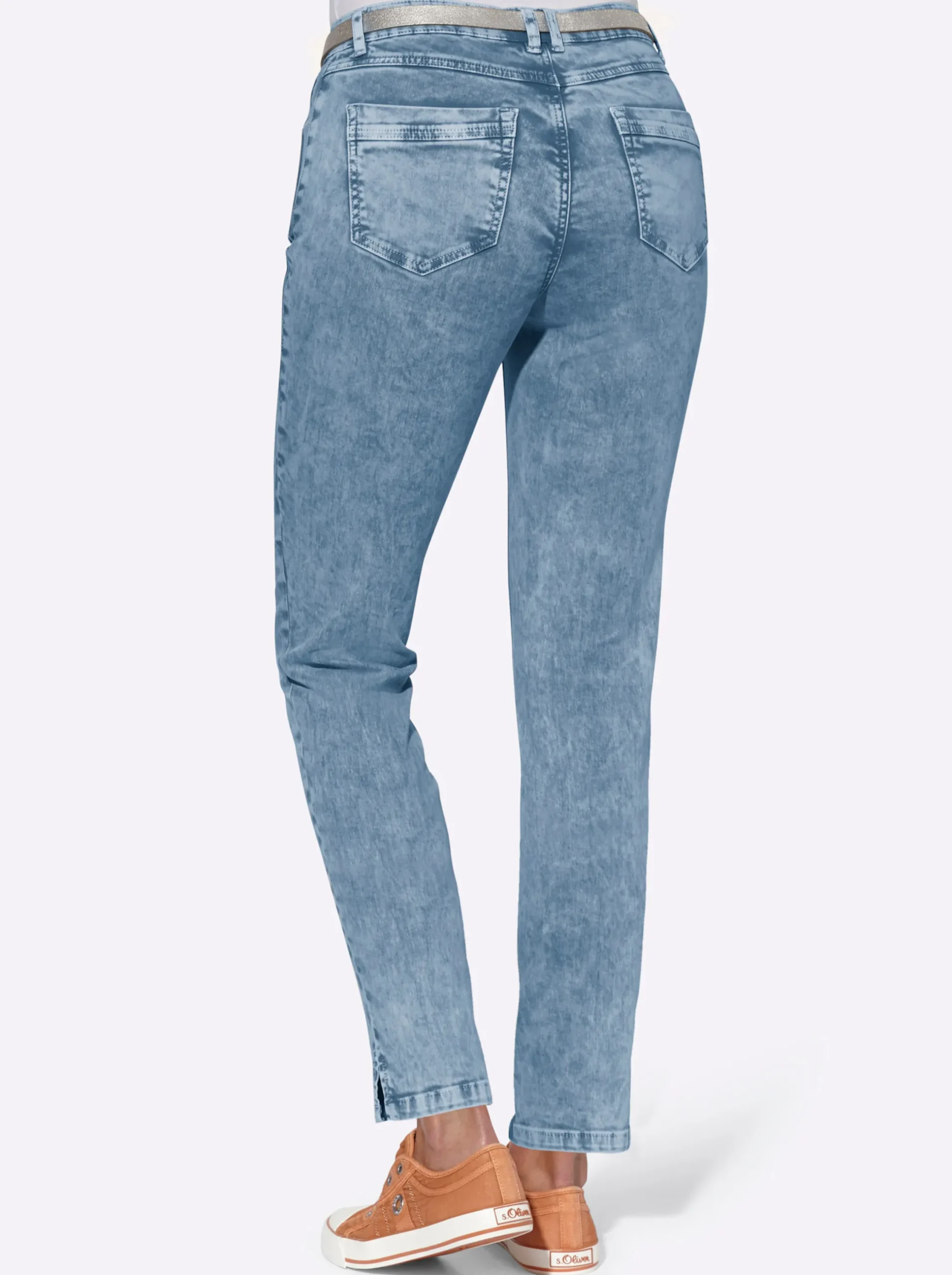 Jeans| Jeans mit Ziernieten seitlich blue-bleached