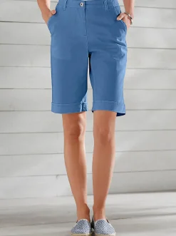Basics|Jeans| Jeansbermudas mit Dehnbund hinten blau