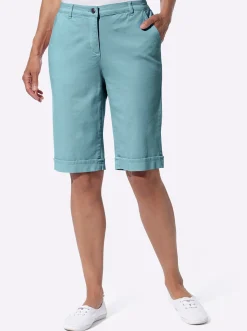Jeans| Jeansbermudas mit Dehnbund hinten ozean