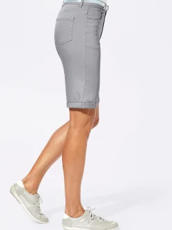 Jeans| Jeansbermudas mit Gratis-Gürtel greydenim