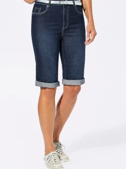 Hosen| Jeansbermudas mit Gratis-Gürtel blue-stone-washed