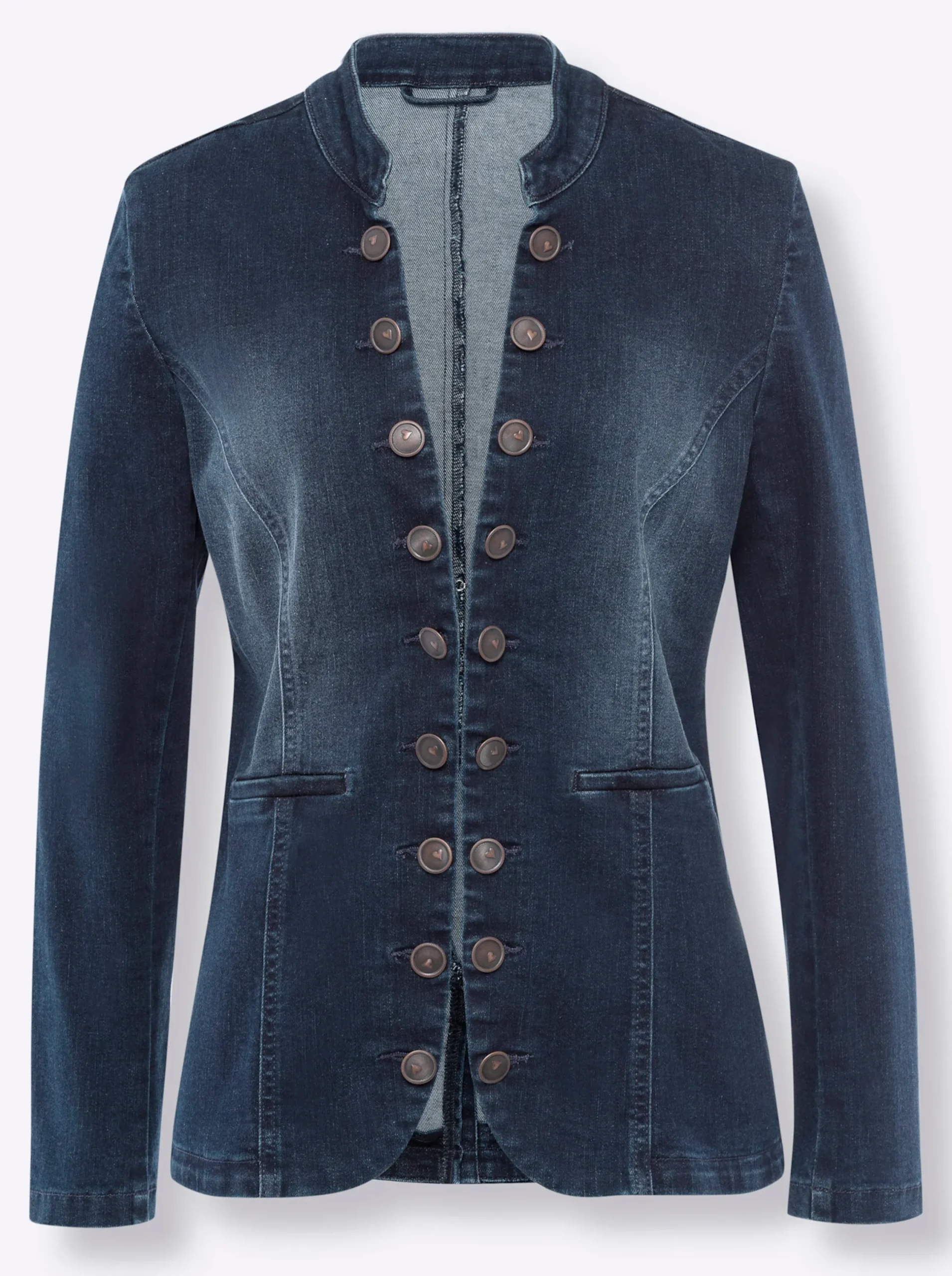 Jacken|Blazer|heine Jeansblazer mit Häkchenverschluss darkblue-stone-washed