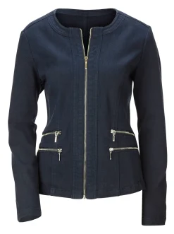 Jacken| Jeansblazer mit Zier-Reißverschlüssen marine
