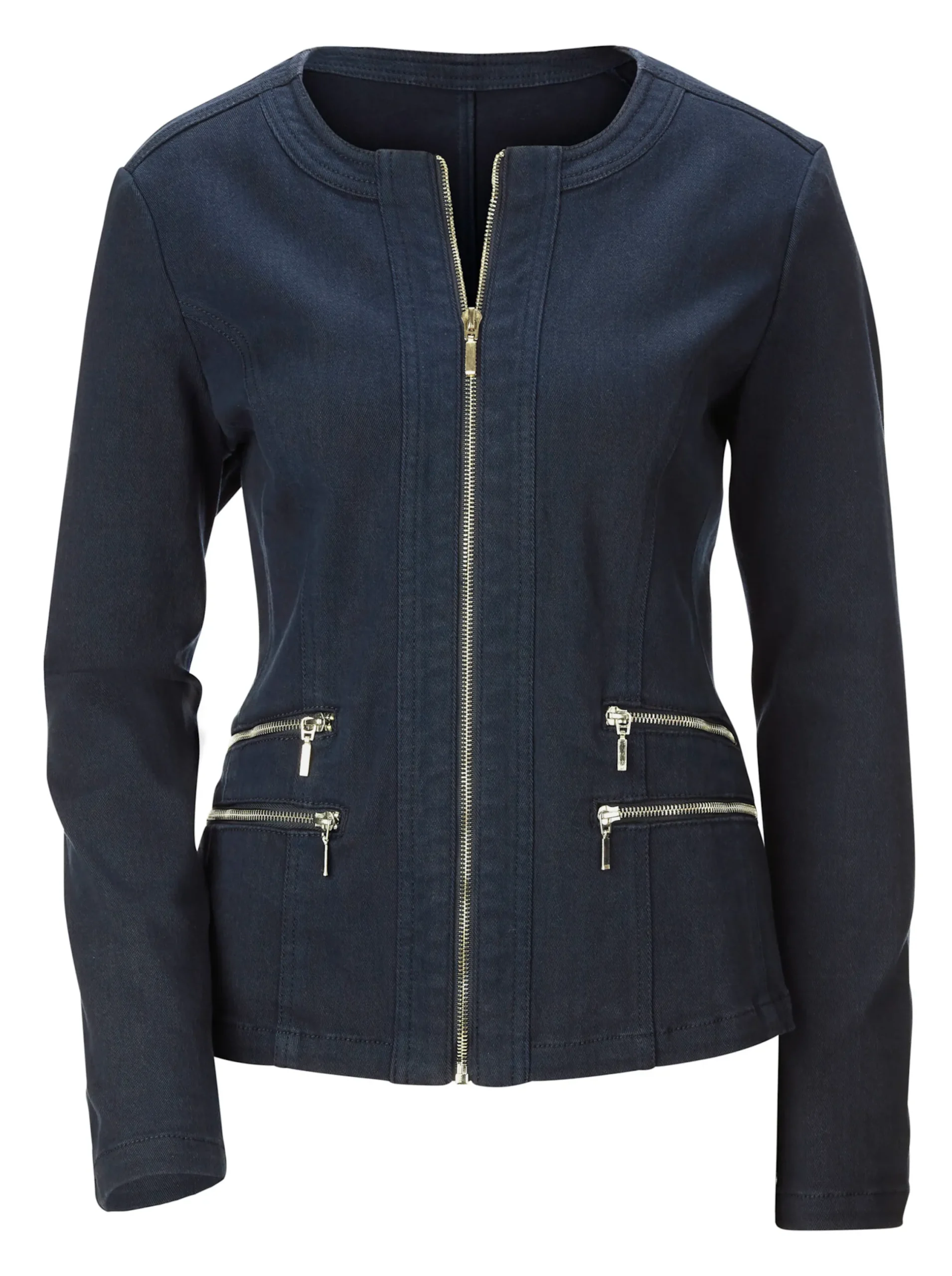 Jacken| Jeansblazer mit Zier-Reißverschlüssen marine
