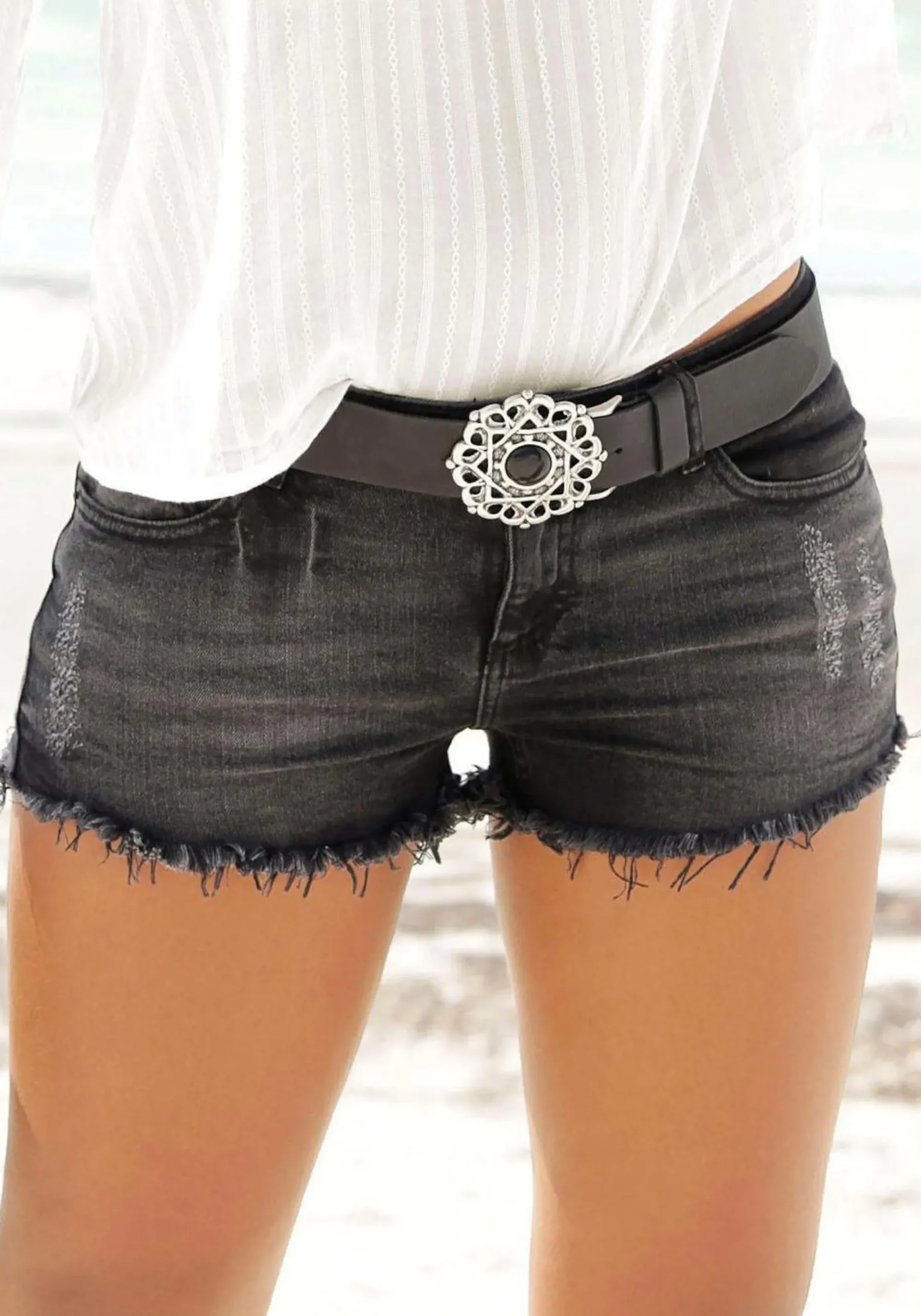 Strandmode|Jeans|Buffalo Jeanshotpants schwarz-washed