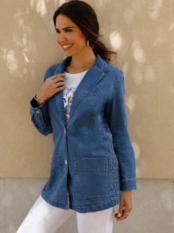 Jacken| Jeansjacke in Blazerform blue-stone-washed