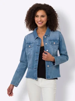 Jacken|heine Jeansjacke mit Schößchen blue-bleached