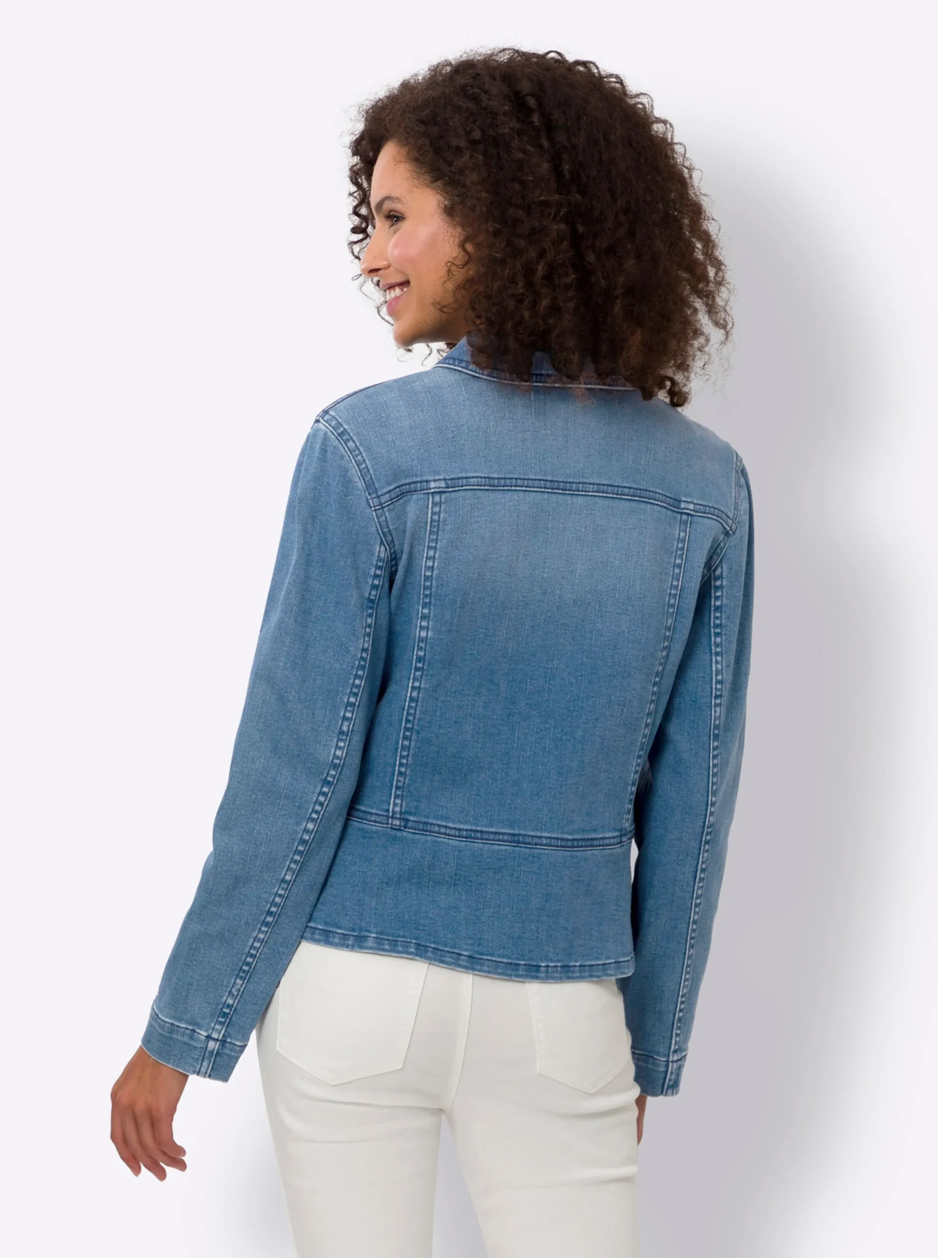 Jacken|heine Jeansjacke mit Schößchen blue-bleached