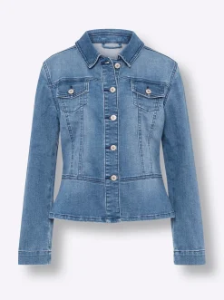 Jacken|heine Jeansjacke mit Schößchen blue-bleached