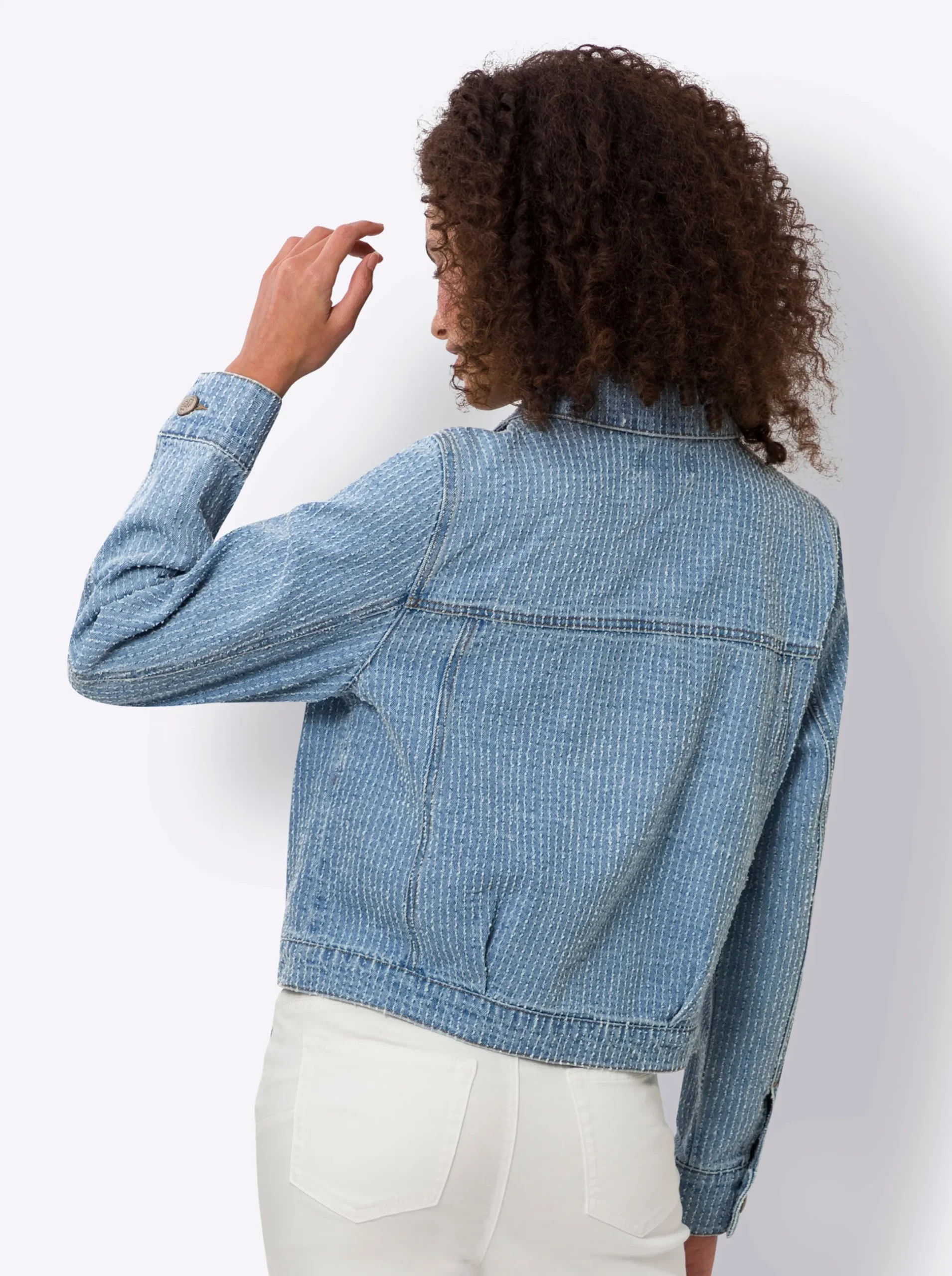 Jacken|heine Jeansjacke mit Streifen-Struktur blue-bleached