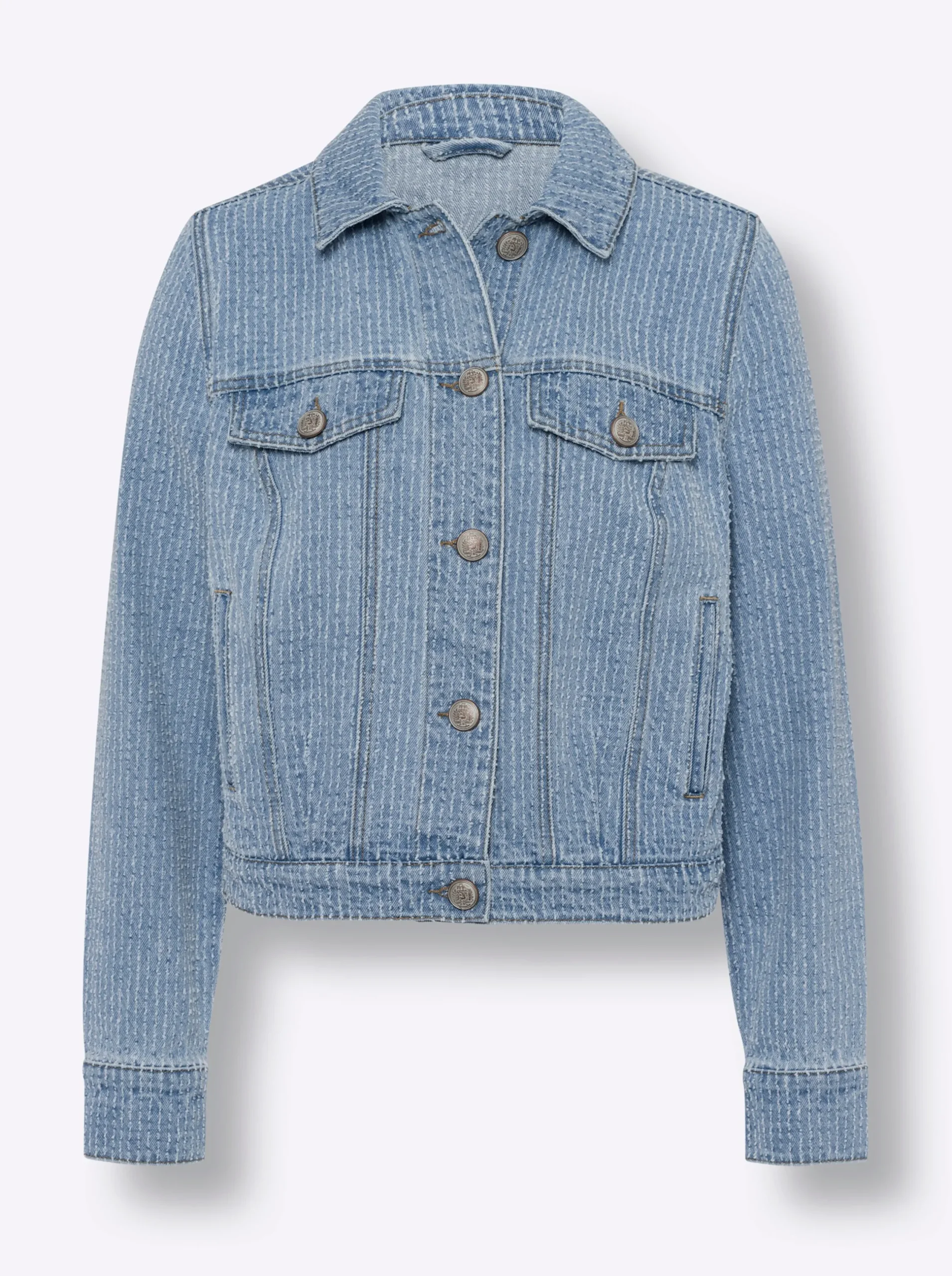 Jacken|heine Jeansjacke mit Streifen-Struktur blue-bleached