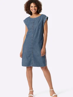 Kleider| Jeanskleid aus reiner Baumwolle blue-stone-washed