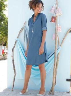 Strandkleider|Kleider| Jeanskleid in Schlupfform blue-bleached