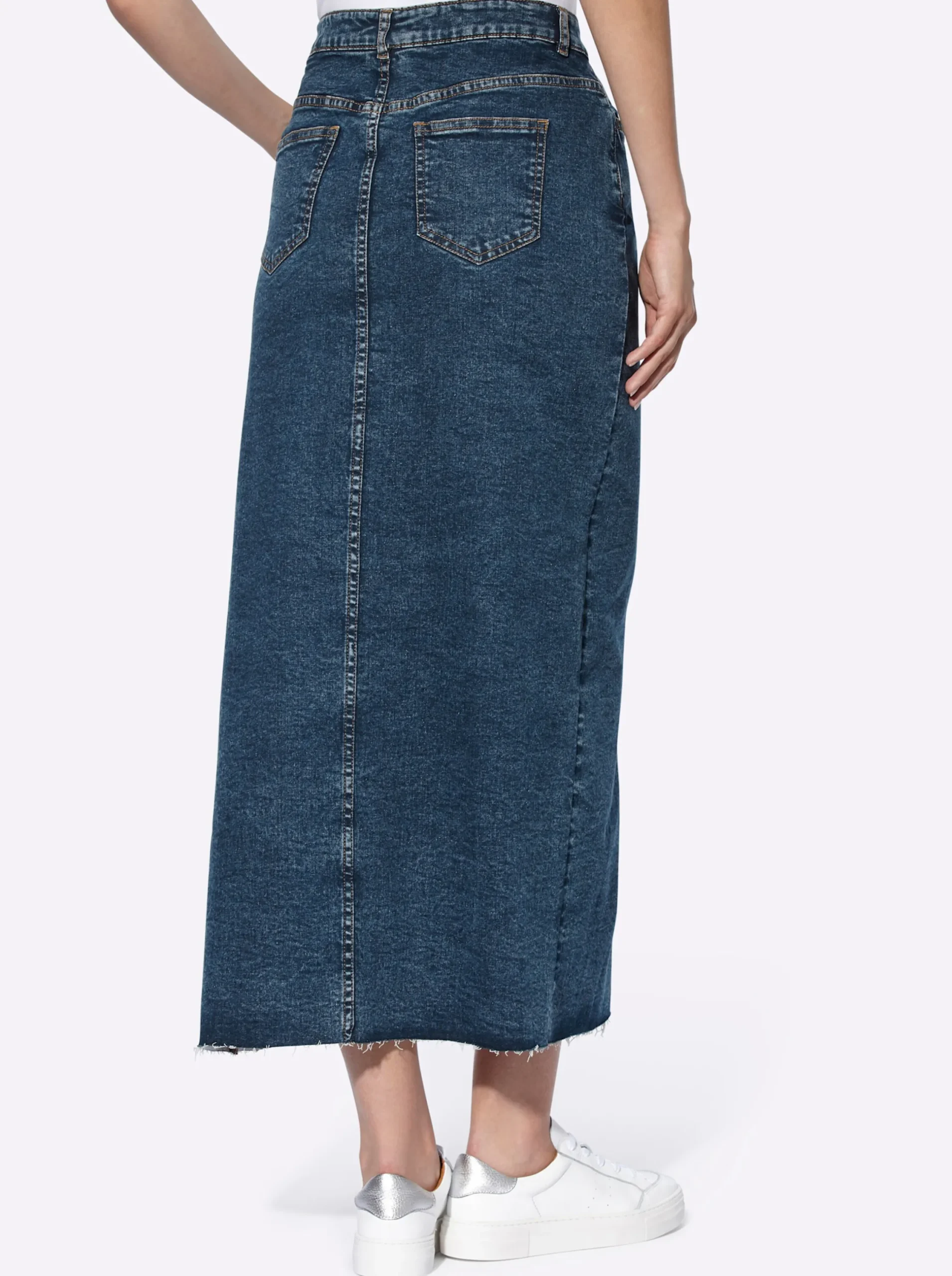 Röcke|heine Jeansrock mit extra langem Seitenschlitz blue-stone-washed