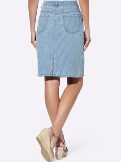 Röcke|heine Jeansrock mit Gehschlitz blue-bleached