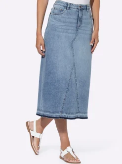 Röcke|heine Jeansrock mit Gehschlitz blue-bleached