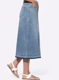 Röcke|heine Jeansrock mit Gehschlitz blue-bleached