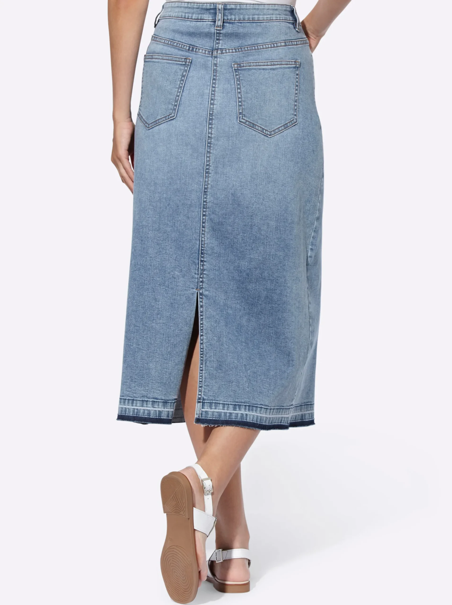 Röcke|heine Jeansrock mit Gehschlitz blue-bleached