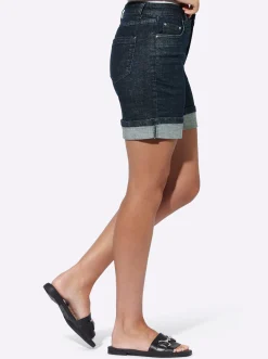 Jeans|heine Jeansshort mit fixiertem Umschlag darkblue