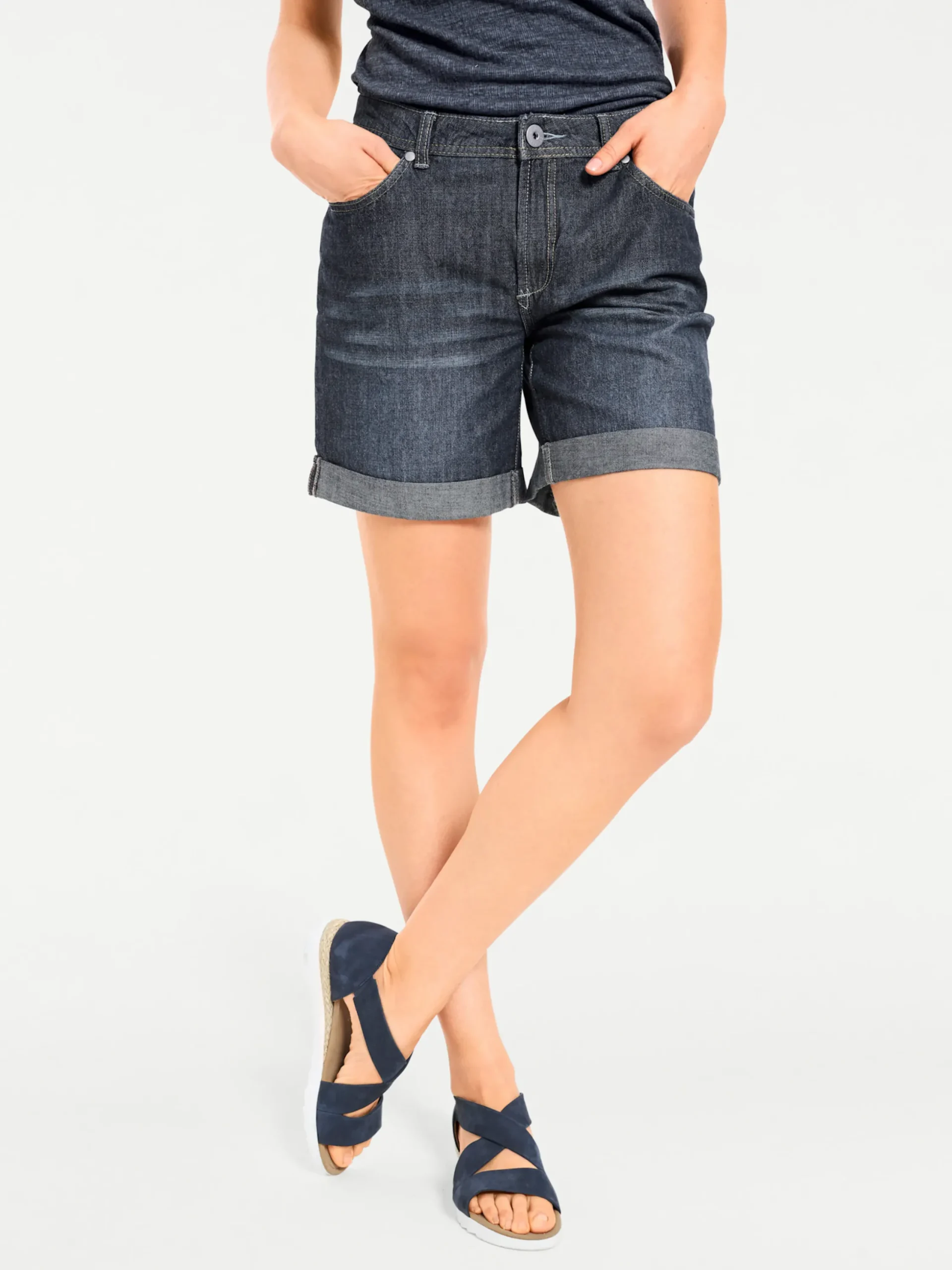 Strandmode|heine Jeans-Shorts darkdenim
