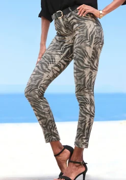 Hosen|LASCANA 7/8-Jeggings hellbraun-schwarzbedruckt