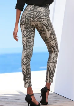 Hosen|LASCANA 7/8-Jeggings hellbraun-schwarzbedruckt