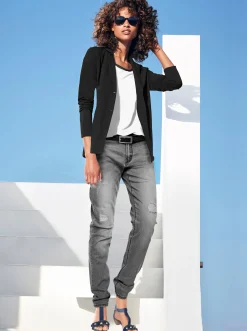 Strandmode|Blazer|heine Jerseyblazer aus Baumwolle, ungefüttert schwarz