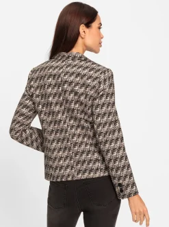 Blazer|heine Jerseyblazer mit passformgenauen Nähten taupe-schwarz-bedruckt