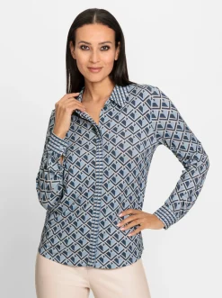 Blusen|Shirts|heine Jersey-Bluse hellblau-rauchblau-bedruckt