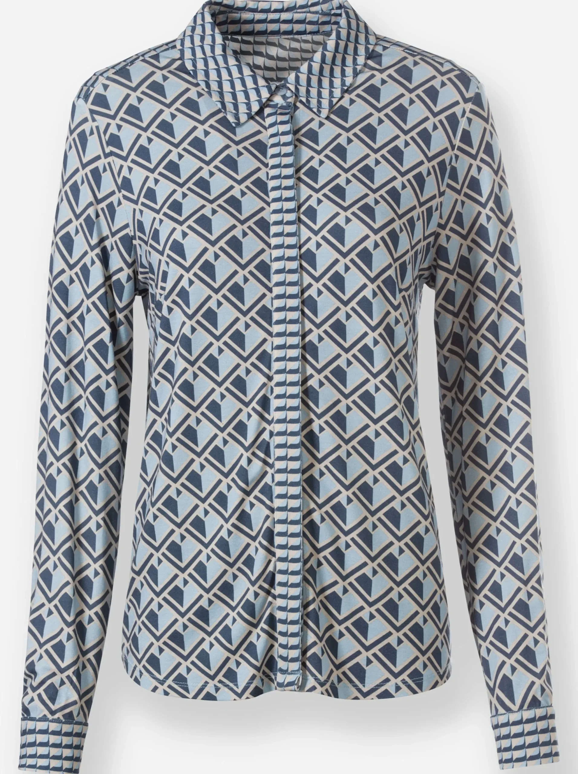 Blusen|Shirts|heine Jersey-Bluse hellblau-rauchblau-bedruckt