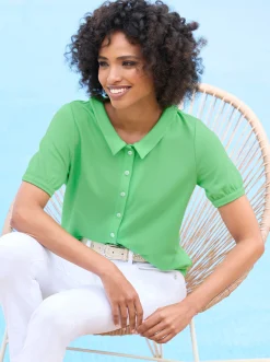 Shirts|heine Jersey-Bluse mit Puffärmeln apfel