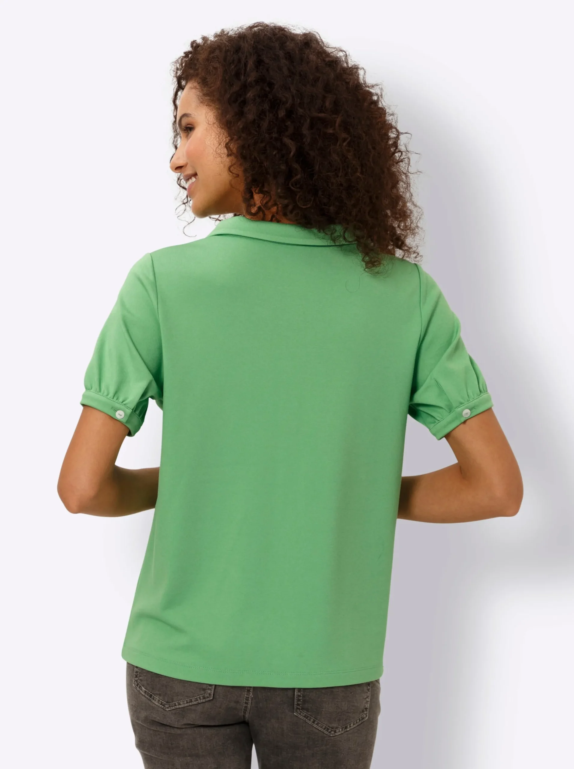 Shirts|heine Jersey-Bluse mit Puffärmeln apfel