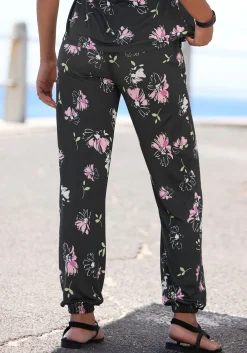 Hosen|Vivance Jerseyhose schwarz-mauvebedruckt
