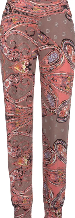 Hosen|LASCANA Jerseyhose taupe-koralle-bedruckt