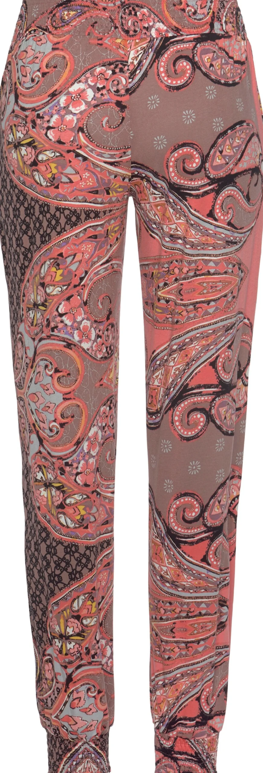 Hosen|LASCANA Jerseyhose taupe-koralle-bedruckt
